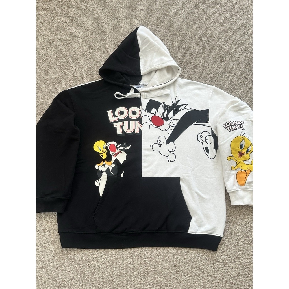 Looney Tunes Sylvester Tweety Bird Youth Graphic Print Hoodie Size 2XL(19) Y2K